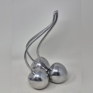 Silver Metal Cherry Sculpture